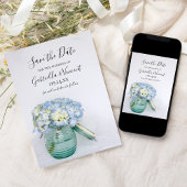 Blue Hydrangea Flowers Vase Wedding Save the Date
