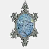 Blue Hydrangea Flowers Verloving Tin Sneeuwvlok Ornament (Links)