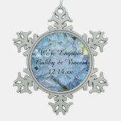 Blue Hydrangea Flowers Verloving Tin Sneeuwvlok Ornament (Voorkant)