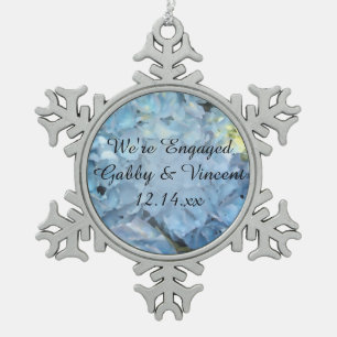 Blue Hydrangea Flowers Verloving Tin Sneeuwvlok Ornament