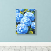 Blue Hydrangea Flowers Watercolor Floral Canvas Afdruk (Insitu (Houten vloer))