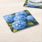 Blue Hydrangea Flowers Watercolor Floral Kartonnen Onderzetters (Schuin)