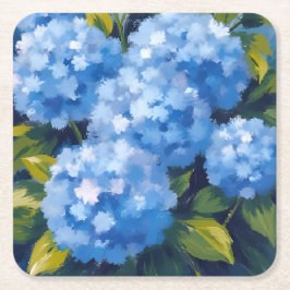 Blue Hydrangea Flowers Watercolor Floral Kartonnen Onderzetters