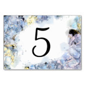Blue Hydrangea Flowers Waterverf Table Numbers Kaart (Voorkant)