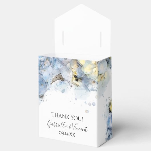 Blue Hydrangea Flowers Waterverf Wedding Bedankdoosjes (Geopend)