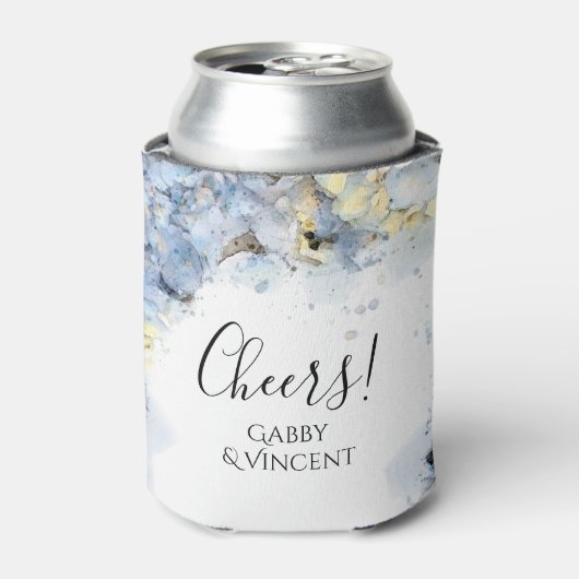 Blue Hydrangea Flowers Waterverf Wedding Favor Blikjeskoeler (Blikje Voorkant)