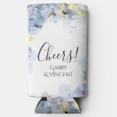 Blue Hydrangea Flowers Waterverf Wedding Favor Seltzer Blikjeskoeler (Voorkant)