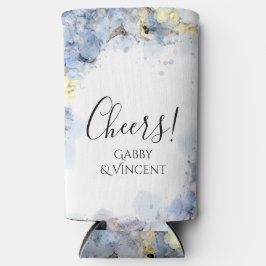 Blue Hydrangea Flowers Waterverf Wedding Favor Seltzer Blikjeskoeler