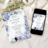 Blue Hydrangea Flowers Waterverf Wedding Kaart