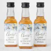 Blue Hydrangea Flowers Waterverf Wedding Likeurfles Etiket (Flessen)