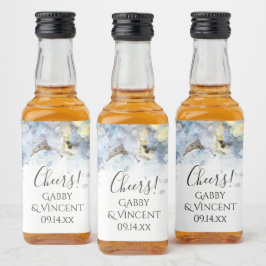 Blue Hydrangea Flowers Waterverf Wedding Likeurfles Etiket