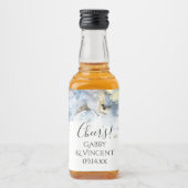 Blue Hydrangea Flowers Waterverf Wedding Likeurfles Etiket (Voorkant)