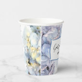 Blue Hydrangea Flowers Waterverf Wedding Papieren Bekers (Rechts)