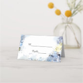 Blue Hydrangea Flowers Waterverf Wedding Plaatskaartje (Voorkant)