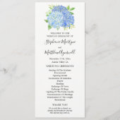 Blue Hydrangea Flowers Waterverf Wedding Programmakaart (Voorkant)
