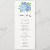 Blue Hydrangea Flowers Waterverf Wedding Programmakaart (Achterkant)
