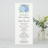 Blue Hydrangea Flowers Waterverf Wedding Programmakaart (Staand voorkant)