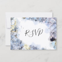 Blue Hydrangea Flowers Waterverf Wedding RSVP