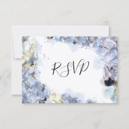 Blue Hydrangea Flowers Waterverf Wedding RSVP