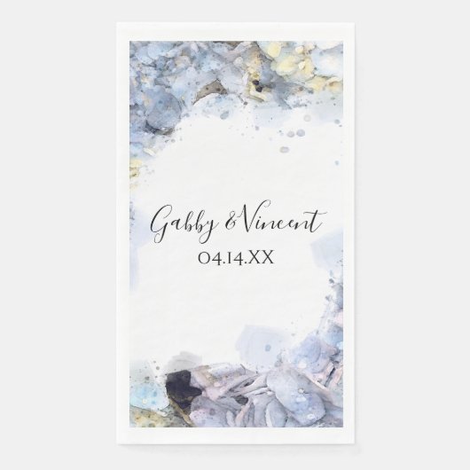 Blue Hydrangea Flowers Waterverf Wedding Servet (Voorkant)