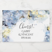 Blue Hydrangea Flowers Waterverf Wedding Sparkling Wijnetiket (Enkel label)