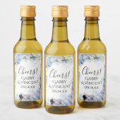 Blue Hydrangea Flowers Waterverf Wedding Wijn Etiket (Flessen)