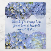 Blue Hydrangea Flowers Weddenschap Wijn Etiket (Enkel label)