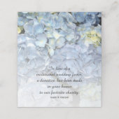 Blue Hydrangea Flowers Wedding Charity Favors Plaatskaartje (Buitenkant ongevouwen)