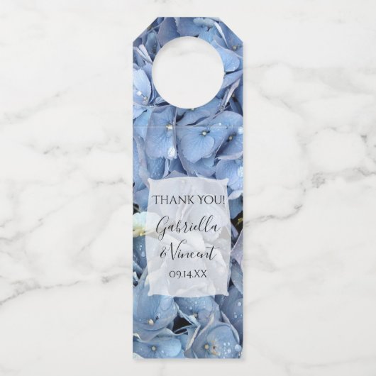 Blue Hydrangea Flowers Wedding Flessenhanger (Voorkant)
