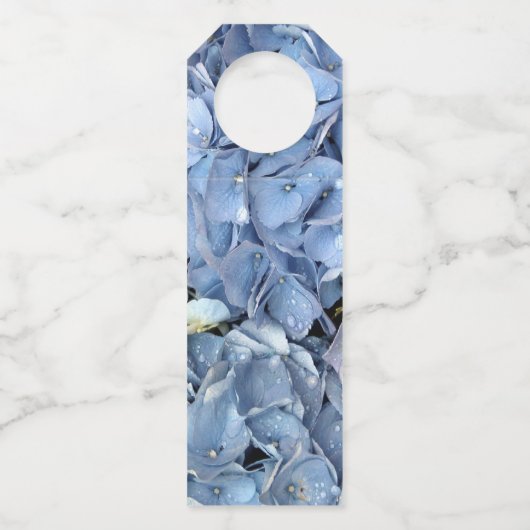 Blue Hydrangea Flowers Wedding Flessenhanger (Achterkant)