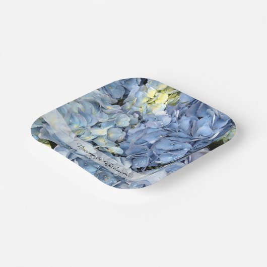 Blue Hydrangea Flowers Wedding Papieren Bordje (Gebogen)