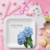 Blue Hydrangea Flowers Wedding Personalized Papieren Bordje (Feest)