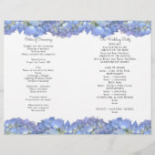 Blue Hydrangea Flowers Wedding Program Sjabloon (Achterkant)