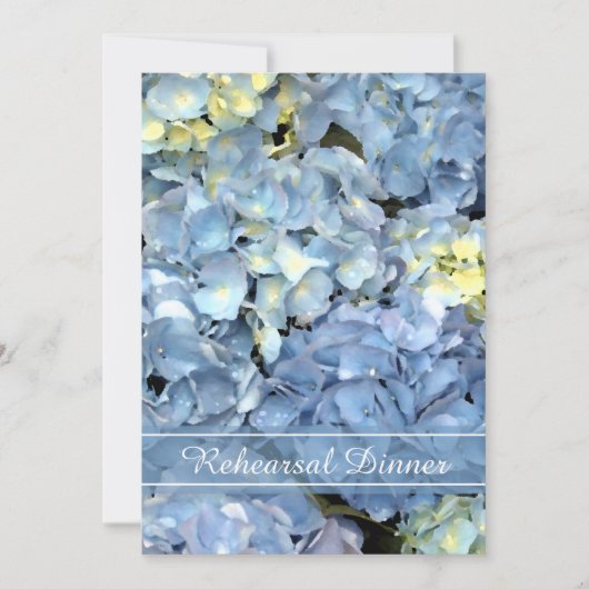 Blue Hydrangea Flowers Wedding Rehearsal Dinner Kaart (Voorkant)