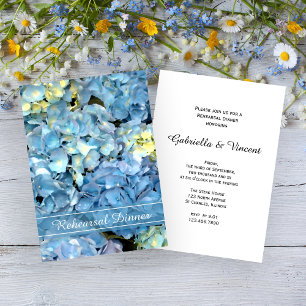Blue Hydrangea Flowers Wedding Rehearsal Dinner Kaart