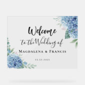 Blue Hydrangea flowers wedding welcome Acryl Bord (Voorkant)