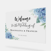Blue Hydrangea flowers wedding welcome Acryl Bord (Hoek)