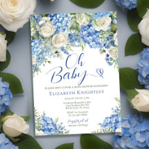 Blue Hydrangea Flowers White Roses Oh Baby shower