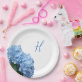 Blue Hydrangea Flowers Wood Background Papieren Bordje (Feest)