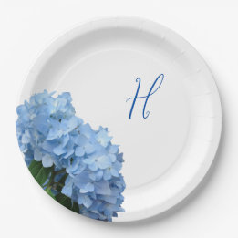 Blue Hydrangea Flowers Wood Background Papieren Bordje