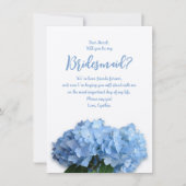 Blue Hydrangea Flowers zal mijn Bridesmaid zijn... Kaart (Voorkant)