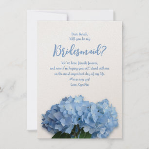 Blue Hydrangea Flowers zal mijn Bridesmaid zijn... Kaart