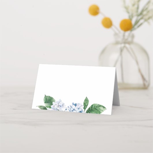 Blue Hydrangea Folded Place Card Escort Kaart Plaatskaartje (Achterkant)