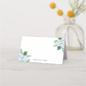 Blue Hydrangea Folded Place Card Escort Kaart Plaatskaartje (Voorkant)