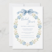 Blue Hydrangea Frame Elegant Bow Bridal Shower  Kaart (Voorkant)