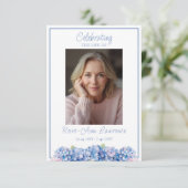 Blue Hydrangea Funeral Memorial Prayer Card Informatiekaartje (Staand voorkant)