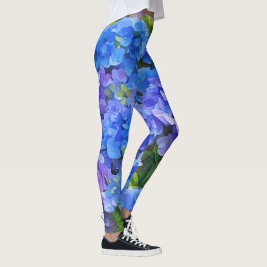 Blue Hydrangea Garden Art Leggings (Rechts)