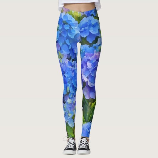 Blue Hydrangea Garden Art Leggings (Voorkant)