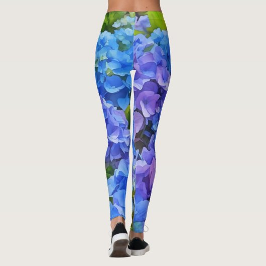 Blue Hydrangea Garden Art Leggings (Achterkant)
