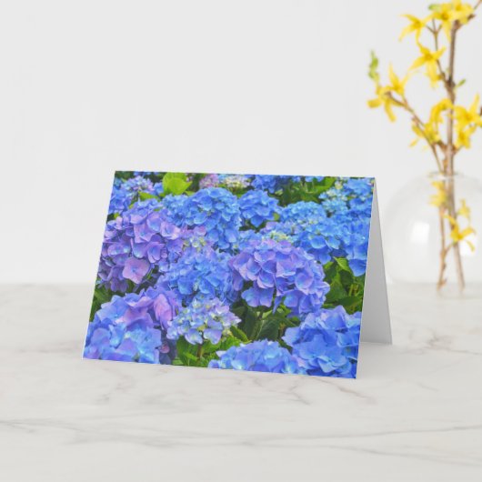 Blue Hydrangea Garden Art Note Kaart (Gele Bloem)